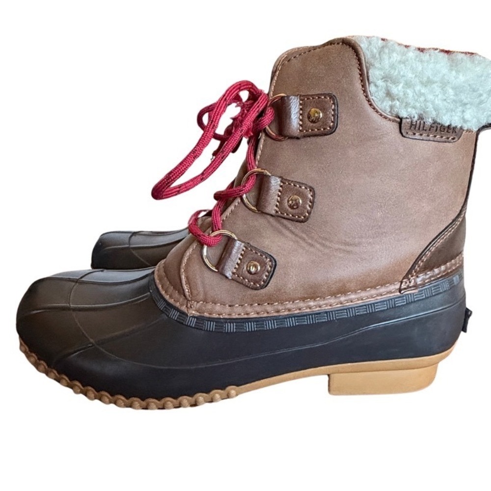 Tommy Hilfiger Roza Duck Boots Faux Fur Lined Brown Tan Red Size 9M